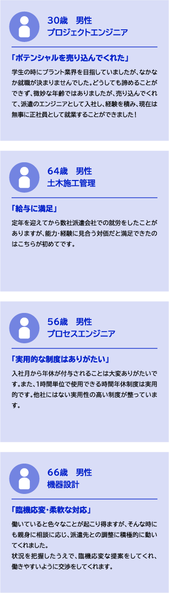 4つのご利用社の声